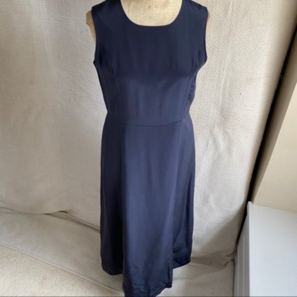 Vintage 100% Silk 14 Simple Maxi Long Dress Black - Picture 3 of 7